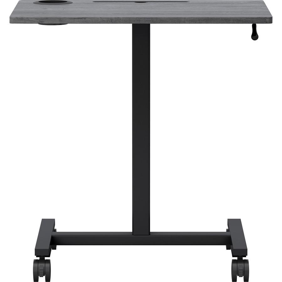 Lorell Height-adjustable Mobile Desk - Weathered Charcoal Laminate Top - Powder Coated Base - Adjustable Height - 30" to 43.63" Adjustment - 43" Height x 26.63" Width x 19.13" Depth - Assembly Require. Picture 6