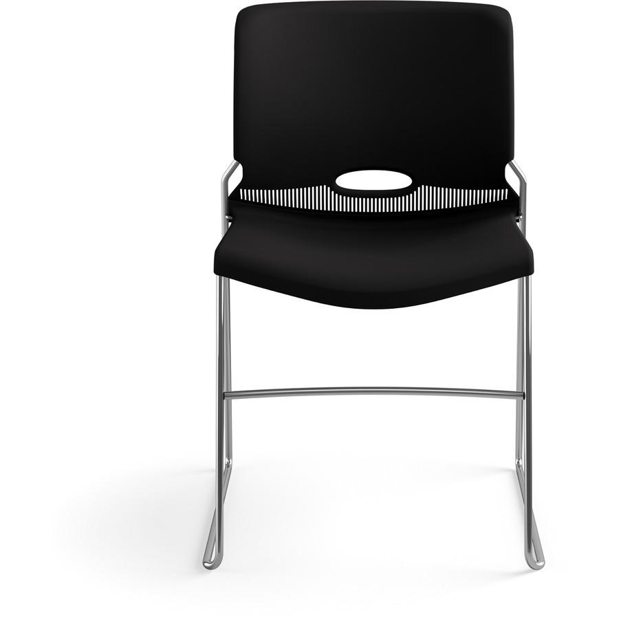 HON 4040 Series High Density Olson Stacker Chair - Onyx Plastic Seat - Onyx Plastic Back - Chrome Steel Frame - 4 / Carton. Picture 3