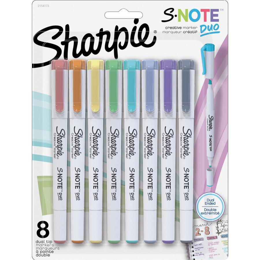 Sharpie S-Note Duo Dual-Tip Markers - Chisel, Bullet Marker Point Style - Assorted - 6 / Box. Picture 4