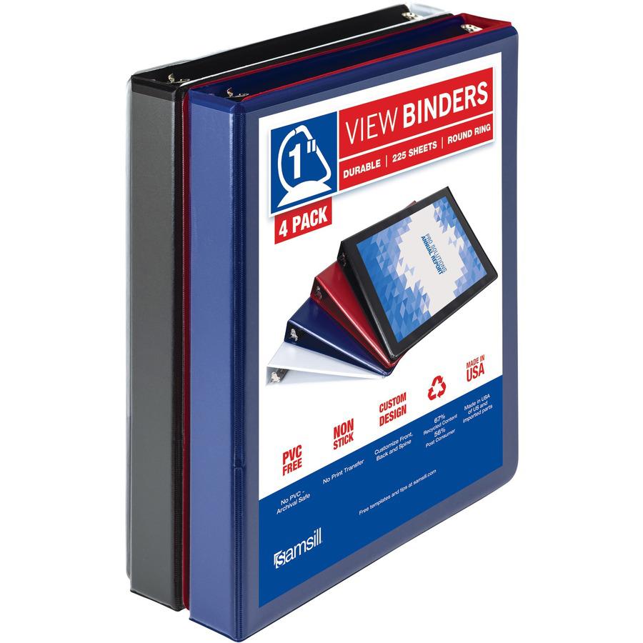 Samsill Durable View Binders - 1" Binder Capacity - Letter - 8 1/2" x 11" Sheet Size - 225 Sheet Capacity - 1" Ring - 3 x D-Ring Fastener(s) - 2 Internal Pocket(s) - Polypropylene, Chipboard - Black, . Picture 3