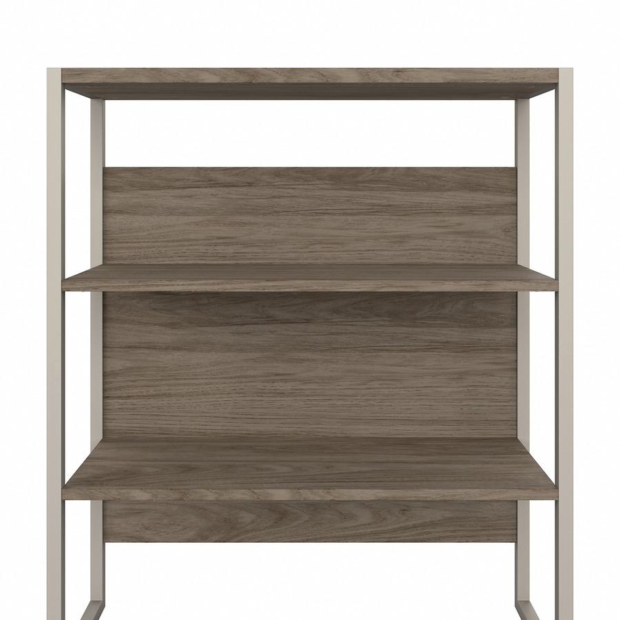 Bush Business Furniture Hybrid 2 Drawer Lateral File Cabinet with Shelves, Modern Hickory. Picture 4