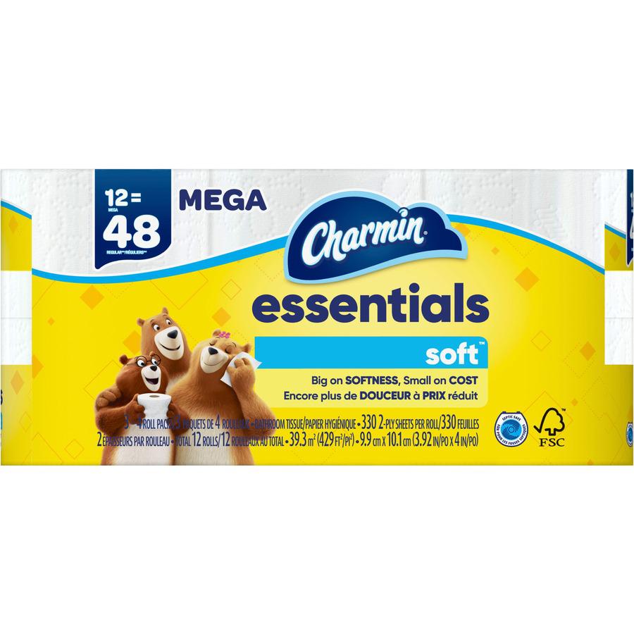 Charmin Essentials Toilet Paper - 2 Ply - White - 1 Carton. Picture 3