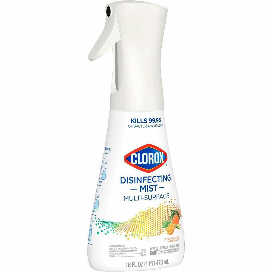 Clorox Disinfecting, Sanitizing, and Antibacterial Mist - 16 fl oz (0.5 quart) - Lemongrass Mandarin Scent - 1 Each - Non-aerosol, Bleach-free - White. Picture 6