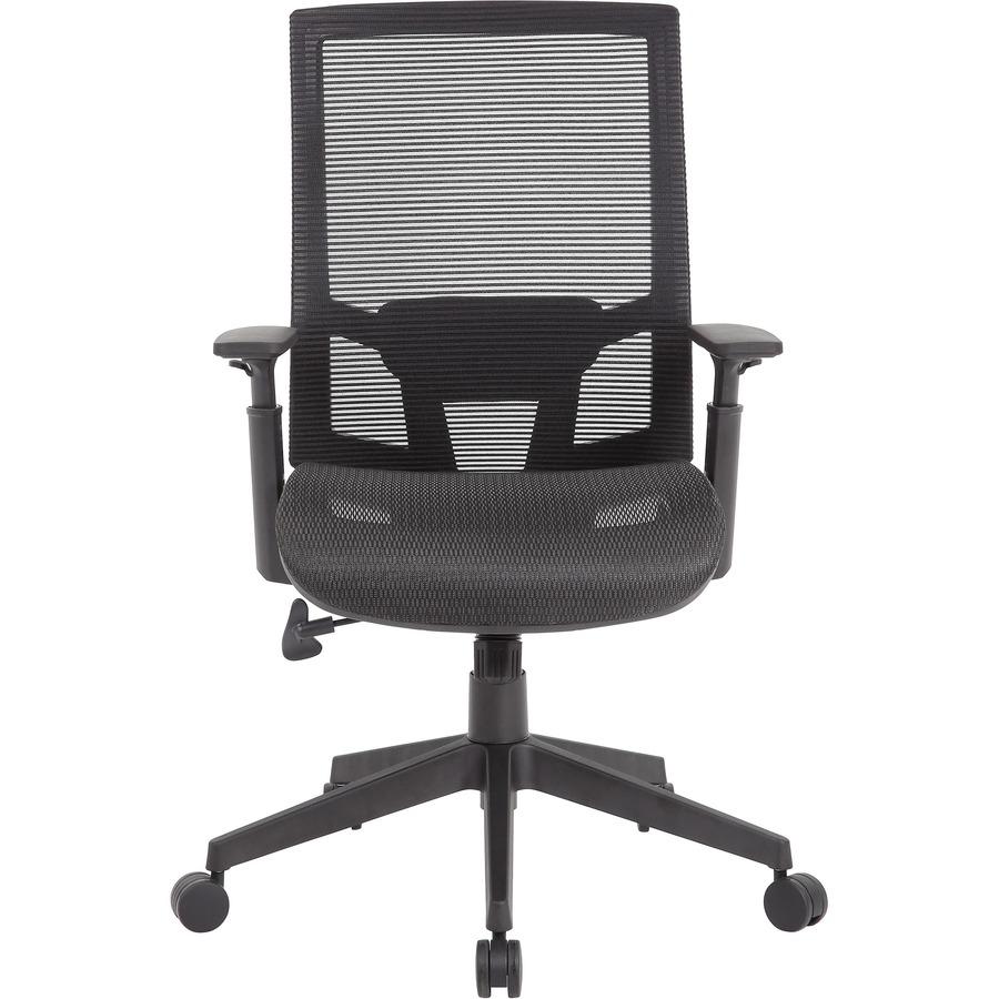 Boss Mesh Task Chair - Black Seat - Black Back - Black Frame - 5-star Base - Mesh - Armrest - 1 Each. Picture 4