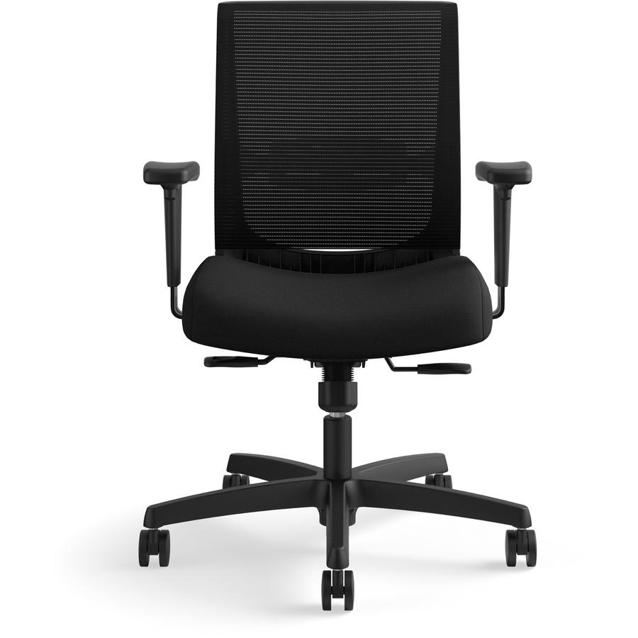 HON Convergence Synchro Tilt Task Chair - Black Fabric Seat - Black Back - Low Back - 5-star Base - Armrest - 1 Each. Picture 3