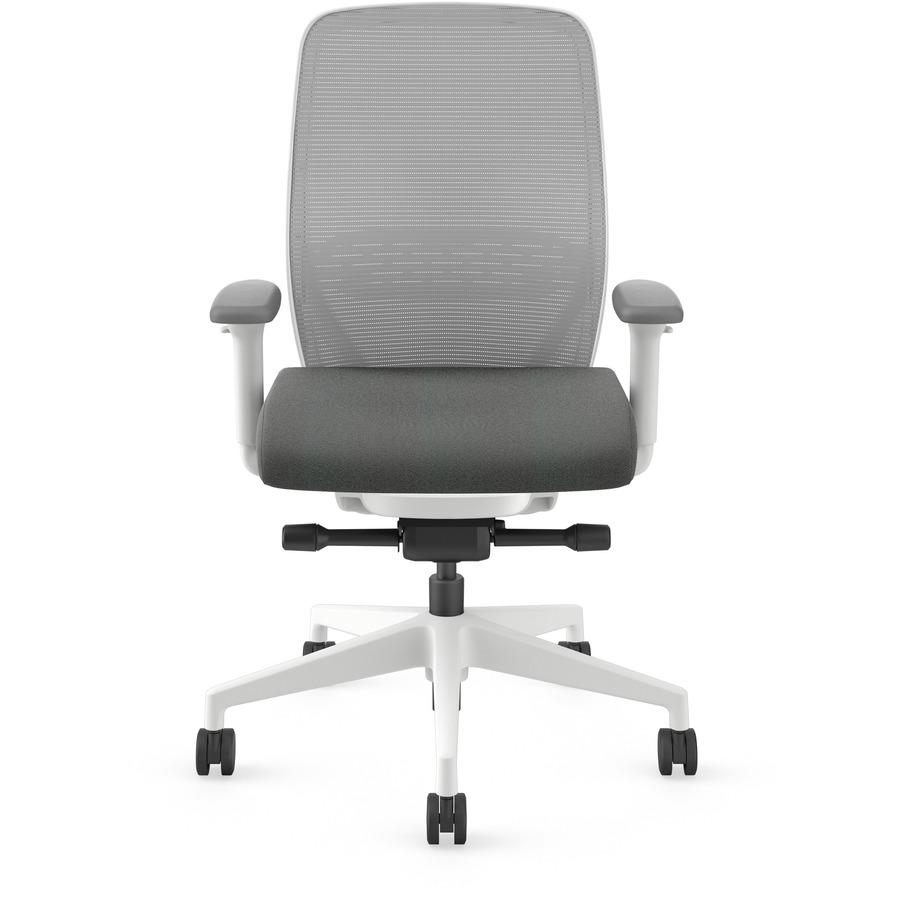HON Nucleus Recharge Task Chair - Iron Ore Fabric Seat - Fog Back - Designer White Frame - Armrest - 1 Each. Picture 3