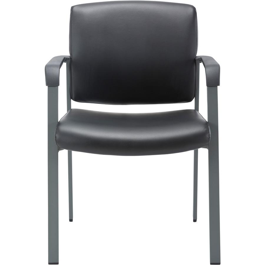 Lorell Healthcare Upholstery Guest Chair - Steel Frame - Square Base - Black - Vinyl - Armrest - 1 Each. Picture 3