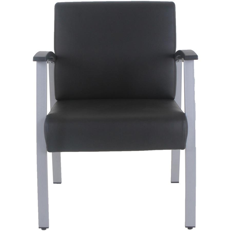 Lorell Mid-Back Healthcare Guest Chair - Vinyl Seat - Vinyl Back - Powder Coated Silver Steel Frame - Mid Back - Four-legged Base - Black - Armrest - 1 Each. Picture 3