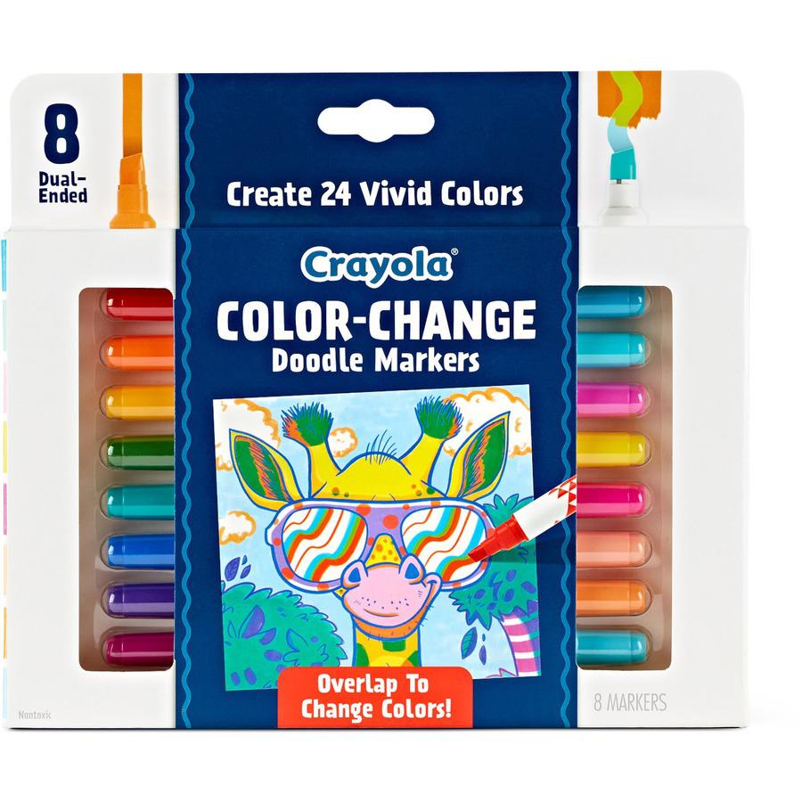 Crayola Color Change Doodle Markers - Chisel Marker Point Style - Multicolor - 8 / Pack. Picture 5