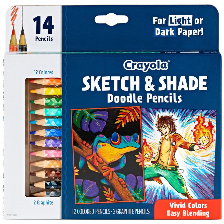 Crayola Sketch & Shade Doodle Pencils - 2H, HB Lead - Graphite Lead - Multicolor Barrel - 14 / Pack. Picture 3