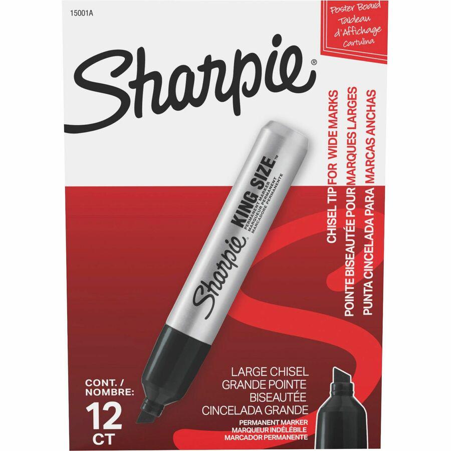 Sharpie King Size Permanent Markers - Bold Marker Point - Chisel Marker Point Style - Black - Plastic Barrel - 12 / Dozen. Picture 4