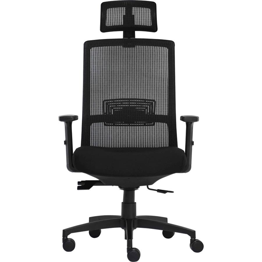 Lorell Mesh Task Chair - Fabric, Memory Foam Seat - Black - Armrest - 1 Each. Picture 3