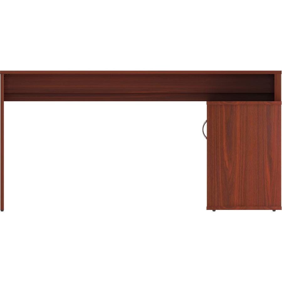 LYS L-Shape Workstation with Cabinet - Laminated L-shaped Top - 200 lb Capacity - 29.50" Height x 60" Width x 47.25" Depth - Assembly Required - Mahogany - Particleboard - 1 Each. Picture 4