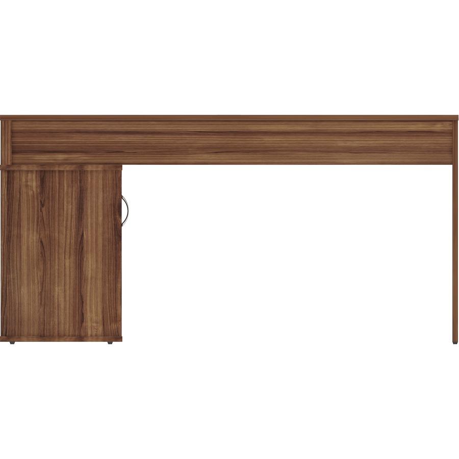 LYS L-Shape Workstation with Cabinet - Laminated L-shaped Top - 200 lb Capacity - 29.50" Height x 60" Width x 47.25" Depth - Assembly Required - Walnut - Particleboard - 1 Each. Picture 4