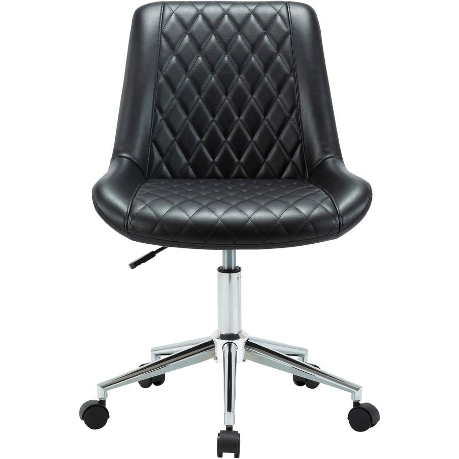 LYS Low Back Office Chair - Black Plywood, Bonded Leather Seat - Black Plywood, Vinyl Back - Low Back - 1 Each. Picture 5