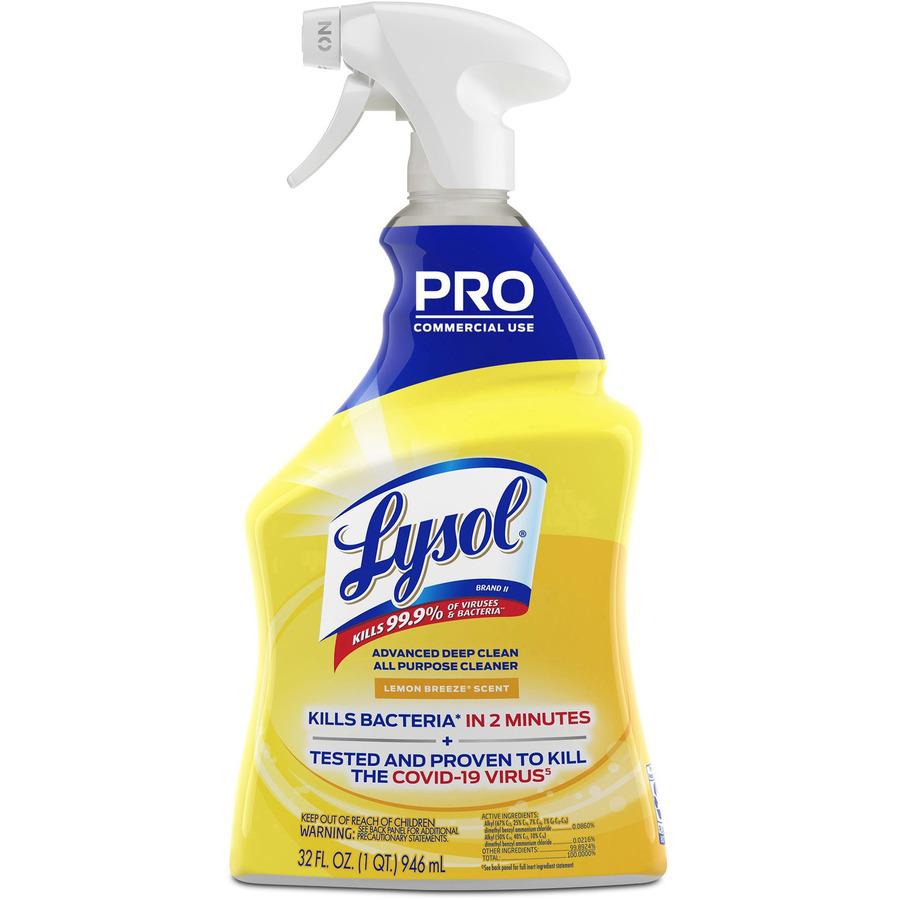 Lysol Advanced Deep Cleaner - 32 fl oz (1 quart) - Lemon Breeze Scent - 12 / Carton - Disinfectant - Clear. Picture 3