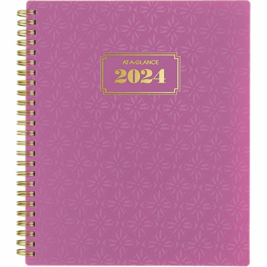 At-A-Glance Badge Weekly/Monthly Planner - Small Size - Weekly, Monthly - 13 Month - January 2024 - January 2025 - 7" x 8 3/4" Sheet Size - Twin Wire - Purple, White - Paper - Bleed Resistant, Dated P. Picture 3