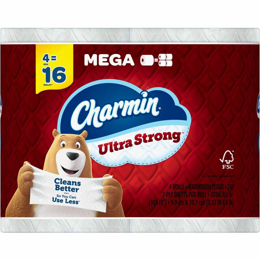 Charmin Ultra Strong Bath Tissue - 2 Ply - White - Strong, Textured, Long Lasting, Clog Safe, Septic Safe - For Bathroom, Toilet - 4 / Pack. Picture 3