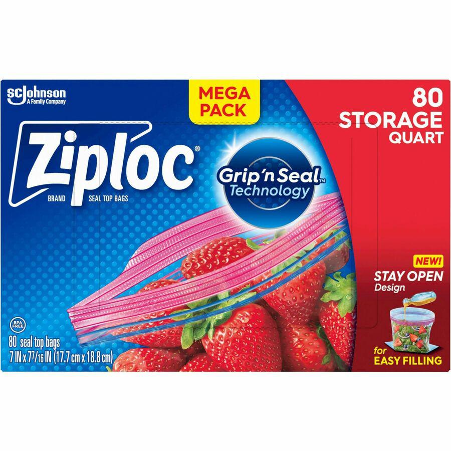 Ziploc&reg; Stand-Up Storage Bags - 1 quart Capacity - Blue - 80/Box - Kitchen, Storage. Picture 5