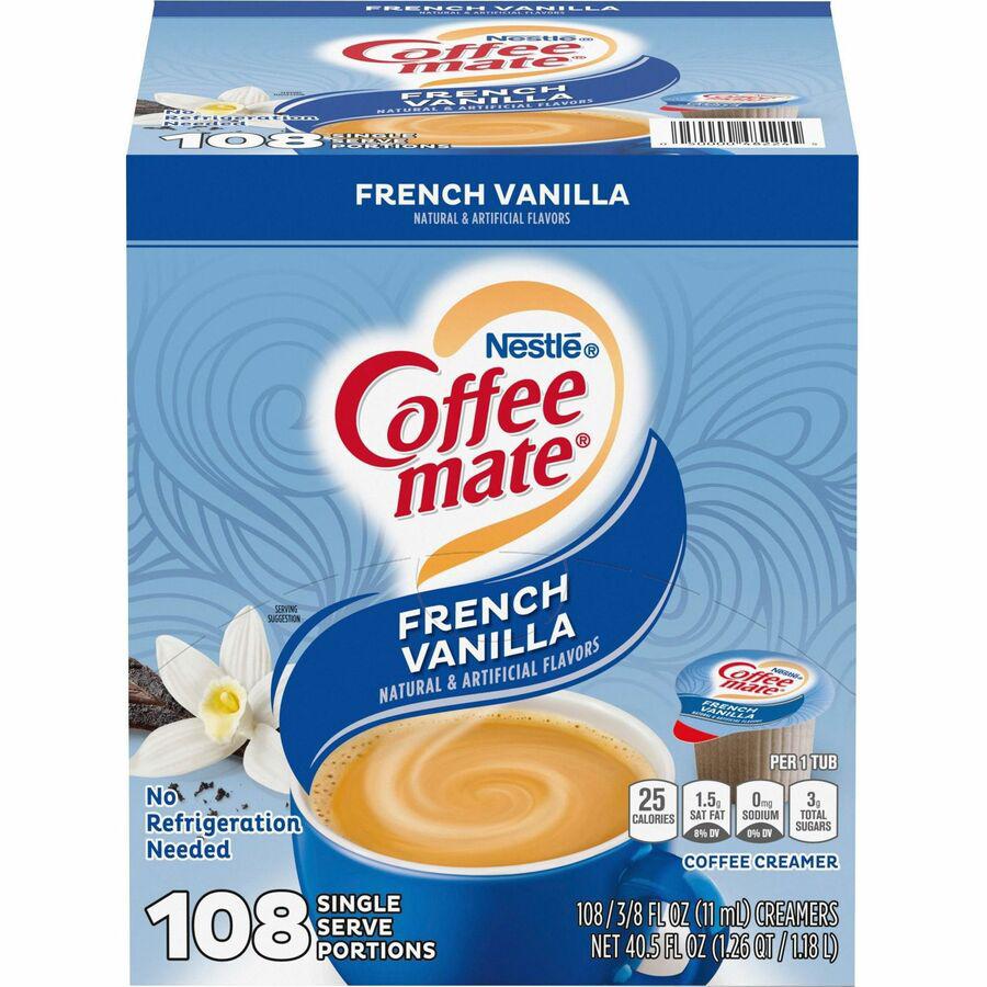 Coffee mate French Vanilla Creamer Singles - French Vanilla Flavor - 0.38 fl oz (11 mL) - 108/Carton. Picture 4