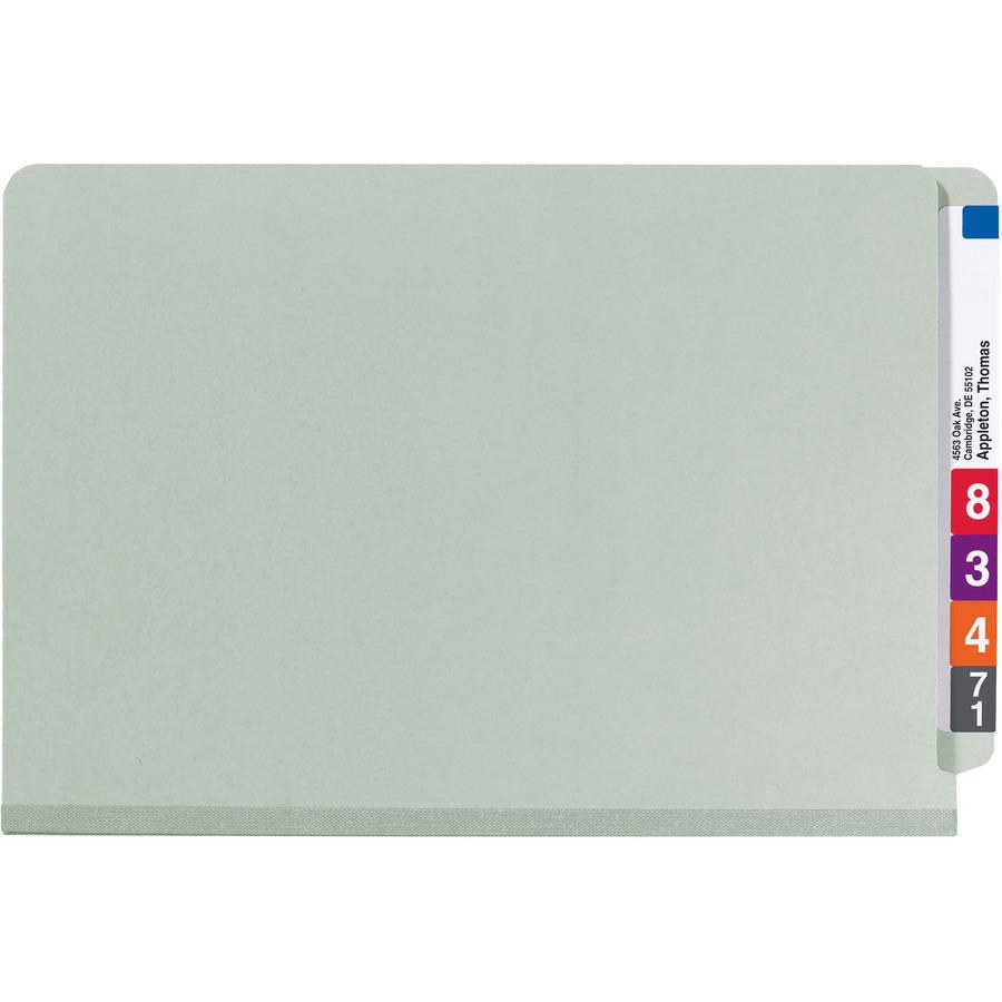 Smead Legal Recycled Classification Folder - 8 1/2" x 14" - 2" Expansion - 2 x 2S Fastener(s) - 2" Fastener Capacity for Folder - End Tab Location - 2 Divider(s) - Pressboard - Gray, Green - 100% Recy. Picture 4