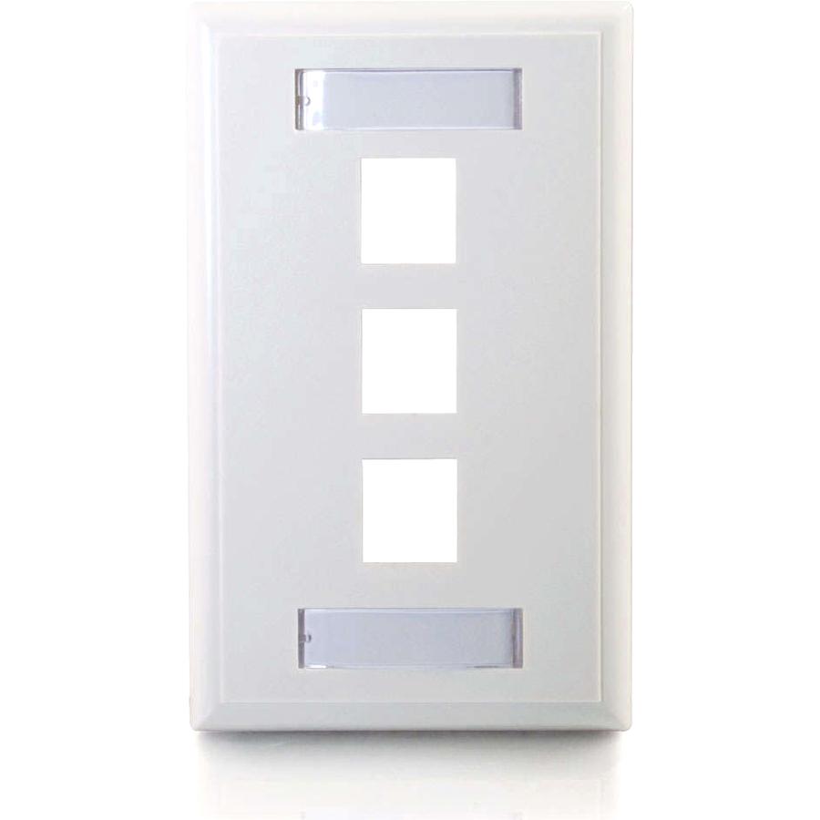 C2G 3-Port Single Gang Multimedia Keystone Wall Plate - White - 3 x Socket(s) - White. Picture 2