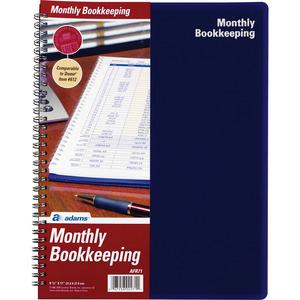 Adams Monthly Bookkeeping Record Book - Spiral Bound - White Sheet(s) - Blue, Yellow Print Color - 1 Each. Picture 4