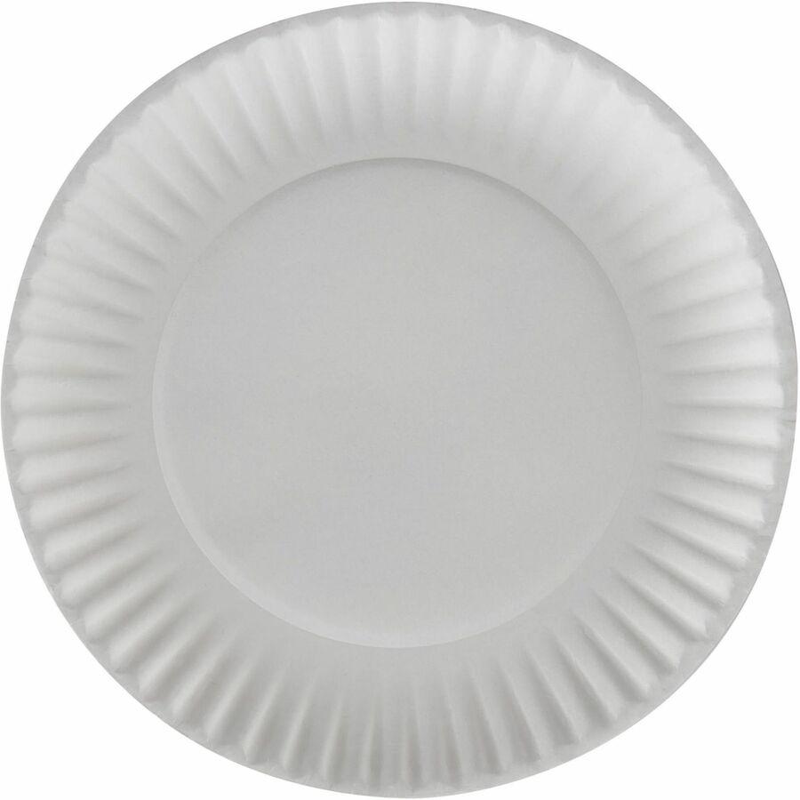 Dixie 9" Uncoated Paper Plates by GP Pro - 250 / Pack - 9" Diameter - White - 4 / Carton. Picture 5