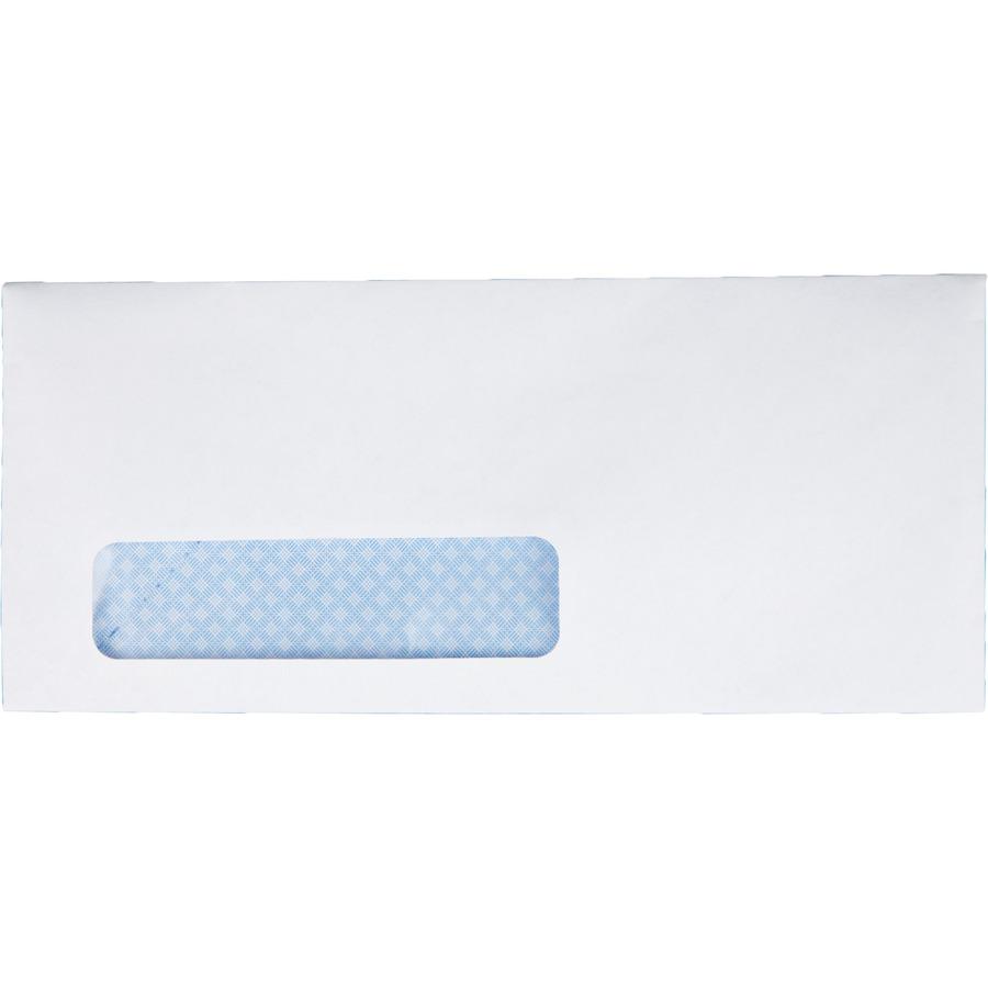 Quality Park No. 10 Single Window Security Tint Envelopes - Single Window - #10 - 4 1/8" Width x 9 1/2" Length - 24 lb - Adhesive - Wove - 500 / Box - White. Picture 2