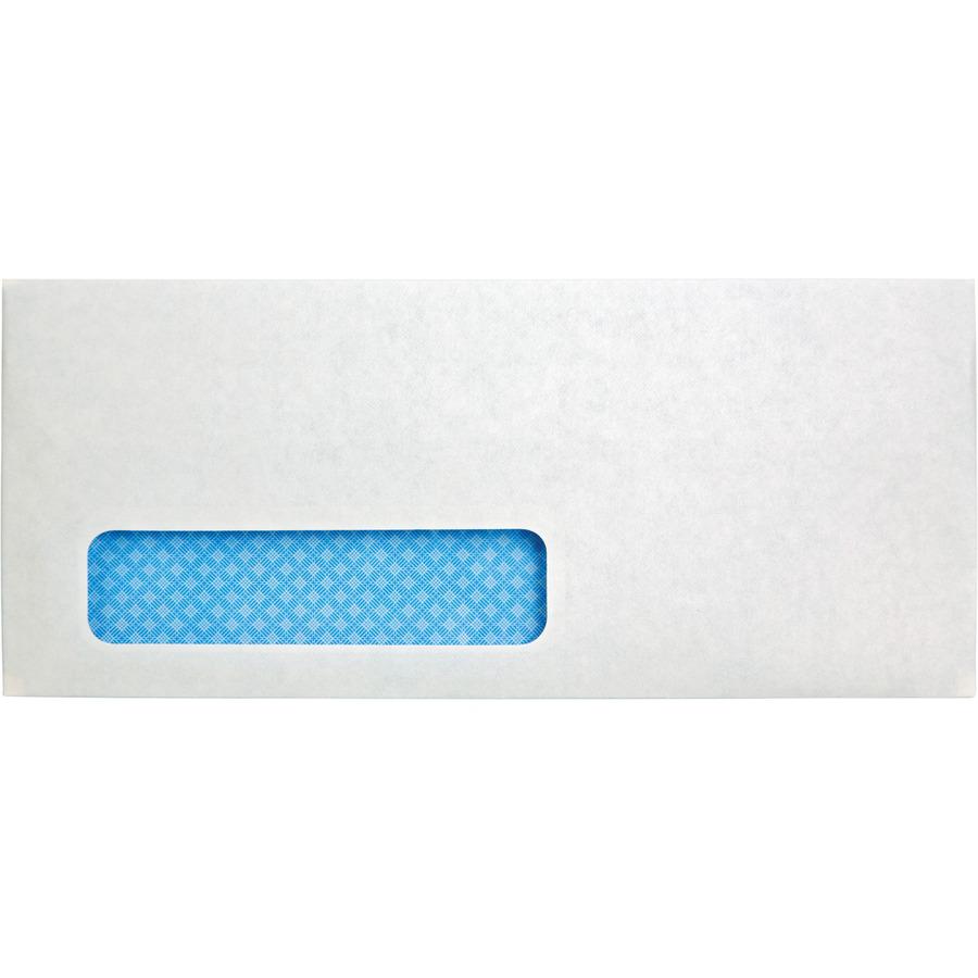 Quality Park No. 10 Single Window Security Tinted Business Envelopes with a Self-Seal Closure - Single Window - #10 - 4 1/8" Width x 9 1/2" Length - 24 lb - Self-sealing - Wove - 500 / Box - White. Picture 2