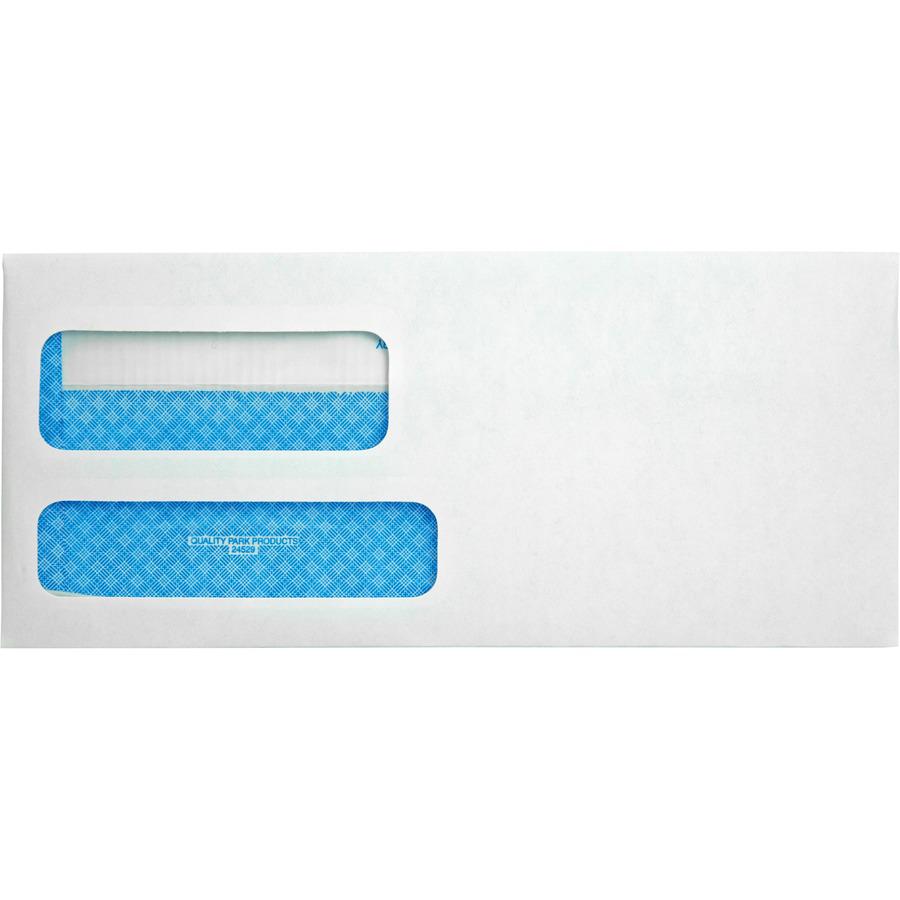 Quality Park No. 9 Double Window Security Tint Envelopes with Redi-Seal&reg; Self-Seal - Double Window - #9 - 3 7/8" Width x 8 7/8" Length - 24 lb - Self-sealing - Wove - 500 / Box - White. Picture 2