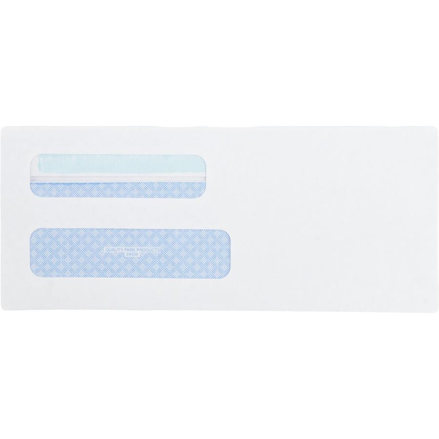 Quality Park No. 8-5/8 Double Window Security Tint Envelopes with Redi-Seal&reg; Self-Seal - Double Window - #8 5/8 - 3 5/8" Width x 8 5/8" Length - 24 lb - Self-sealing - Wove - 500 / Box - White. Picture 6