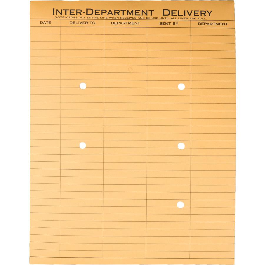 Quality Park 10 x 13 Inter-Departmental Envelopes - Inter-department - 10" Width x 13" Length - 28 lb - String/Button - Kraft - 100 / Box - Brown Kraft. Picture 3