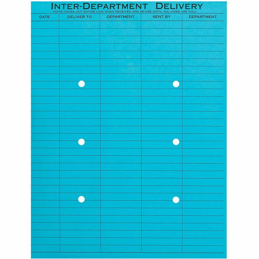 Quality Park 10 x 13 Inter-Departmental Envelopes - Inter-department - 10" Width x 13" Length - 28 lb - String/Button - 100 / Box - Blue. Picture 3