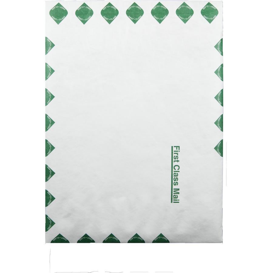 Survivor&reg; 10 x 13 x 1-1/2 DuPont Tyvek Expansion First Class Border Mailers - First Class Mail - 10" Width x 13" Length - 1 1/2" Gusset - 18 lb - Peel & Seal - Tyvek - 100 / Carton - White. Picture 3