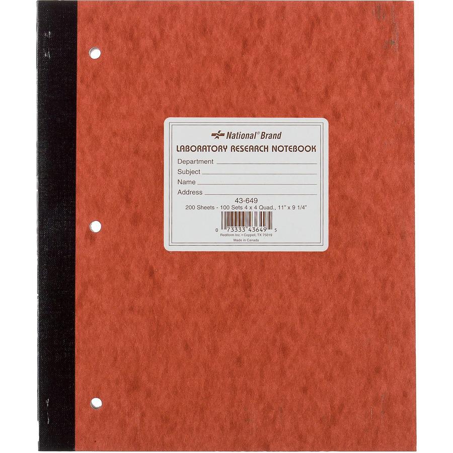 Rediform Laboratory Research Notebook - 200 Sheets - Sewn - 9 1/4" x 11" - Brown Paper - BrownPressboard Cover - Micro Perforated, Numbered, Perforated, Punched - 1 Each. Picture 6