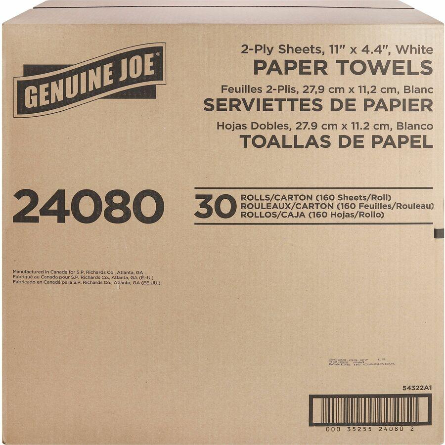 Genuine Joe Kitchen Roll Flexible Size Towels - 2 Ply - 1.63" Core - White - 30 / Carton. Picture 6
