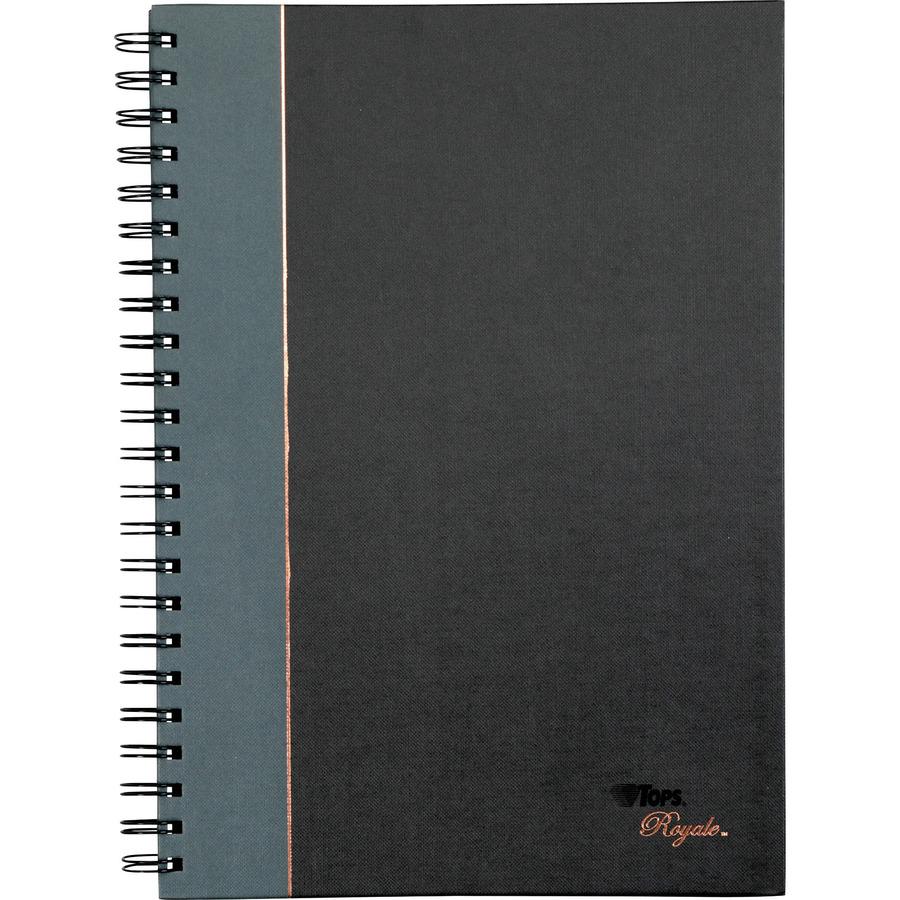 TOPS Sophisticated Business Executive Notebooks - 96 Sheets - Wire Bound - 20 lb Basis Weight - 8 1/4" x 11 3/4" - White Paper - Gray Binding - Black Cover - Hard Cover, Numbered, Ribbon Marker, Heavy. Picture 4