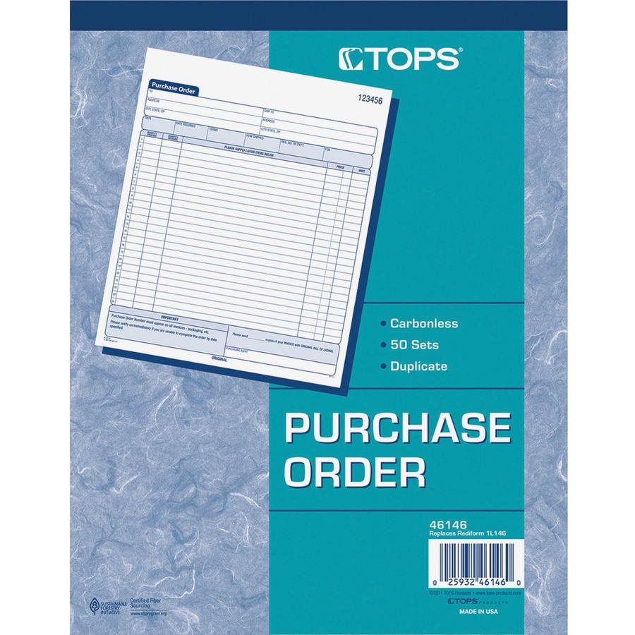 TOPS Carbonless 2-Part Purchase Order Books - 50 Sheet(s) - Wire Bound - 2 PartCarbonless Copy - 8.38" x 10.19" Sheet Size - Assorted Sheet(s) - 1 Each. Picture 4