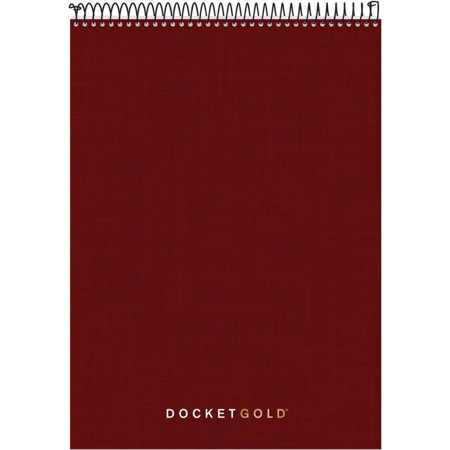 TOPS Docket Heavyweight Wirebound Planner - 70 Sheets - Wire Bound - 20 lb Basis Weight - 8 1/2" x 11 3/4" - White Paper - Burgundy Cover - Chipboard Cover - Perforated, Repositionable, Heavyweight, H. Picture 2