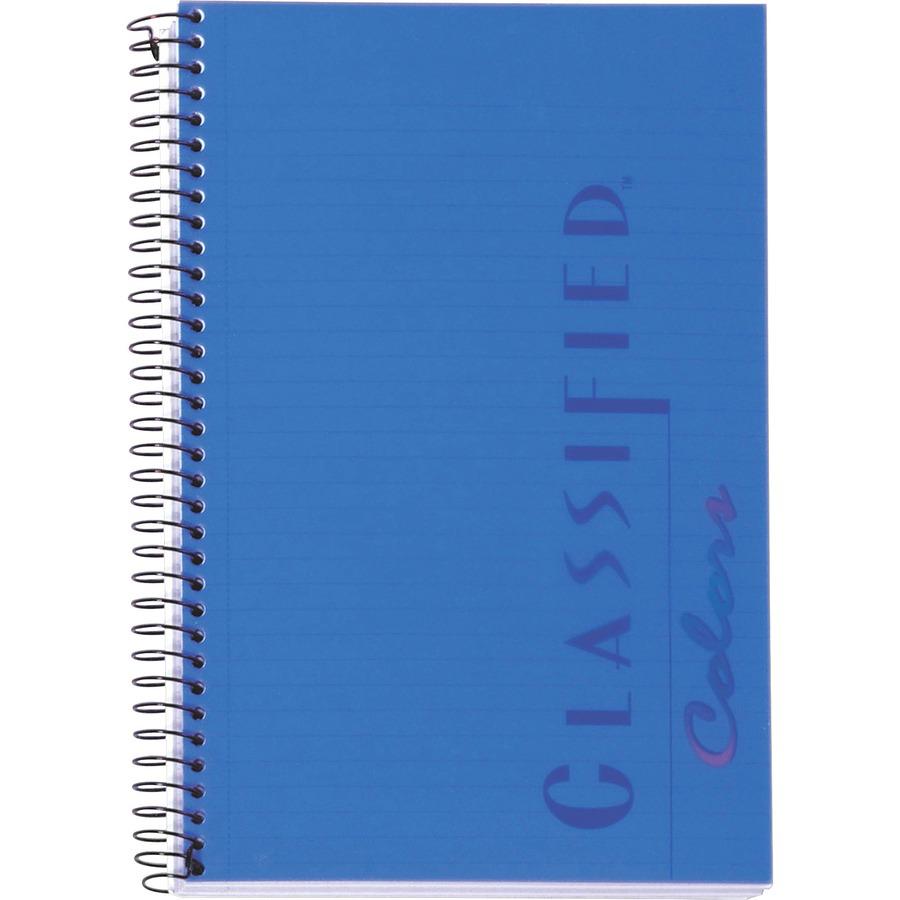 TOPS Classified Business Notebooks - 100 Sheets - 20 lb Basis Weight - 5 1/2" x 8 1/2" - Indigo Paper - Indigo Cover - Plastic Cover - Heavyweight, Perforated, Hard Cover - 1 Each. Picture 3