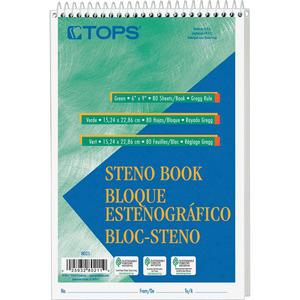 TOPS Steno Books - 80 Sheets - Wire Bound - Gregg Ruled Margin - 6" x 9" - White Paper - Hardboard Cover - WireLock - 12 / Pack. Picture 2