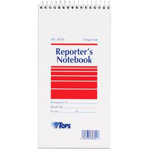 TOPS Reporter's Notebooks - 70 Sheets - Gregg Ruled Margin - 4" x 8" - White Paper - Pocket - 4 / Pack. Picture 3