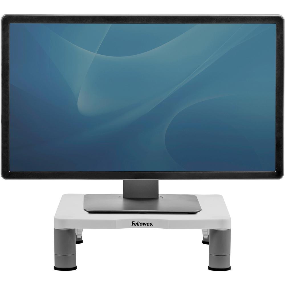 Fellowes Standard Monitor Riser - Up to 21" Screen Support - 60 lb Load Capacity - CRT, LCD Display Type Supported - 4" Height x 13.1" Width x 13.5" Depth - Desktop - Plastic - Graphite, Platinum. Picture 3