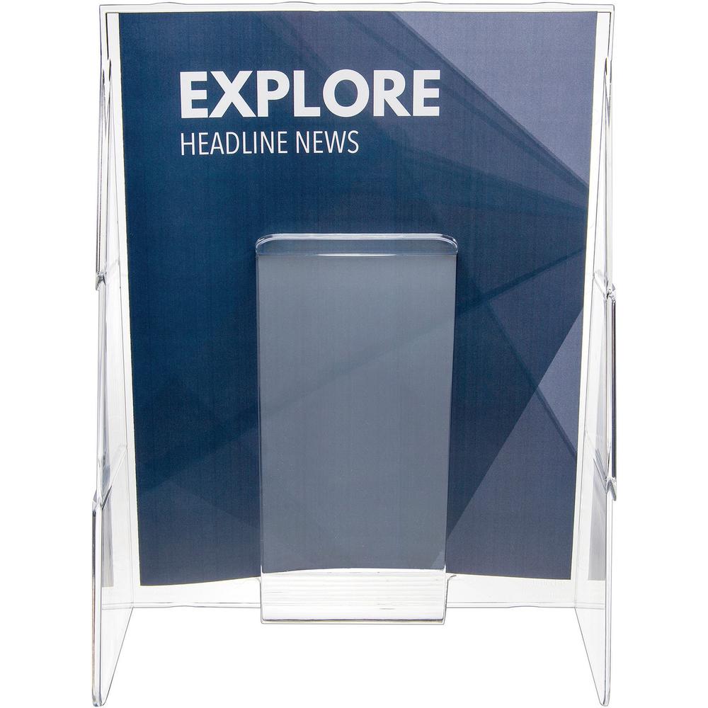 Deflecto Stand-Tall Literature Display - 1 Pocket(s) - 11.8" Height x 9.1" Width x 2.8" DepthDesktop - Clear - Plastic - 1 Each. Picture 8
