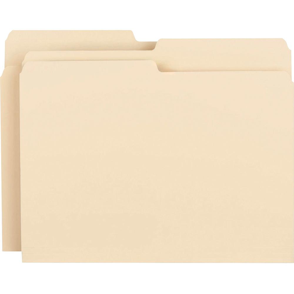 Smead 1/2 Tab Cut Letter Recycled Top Tab File Folder - 8 1/2" x 11" - 3/4" Expansion - Top Tab Location - Assorted Position Tab Position - Manila - 10% Recycled - 100 / Box. Picture 2