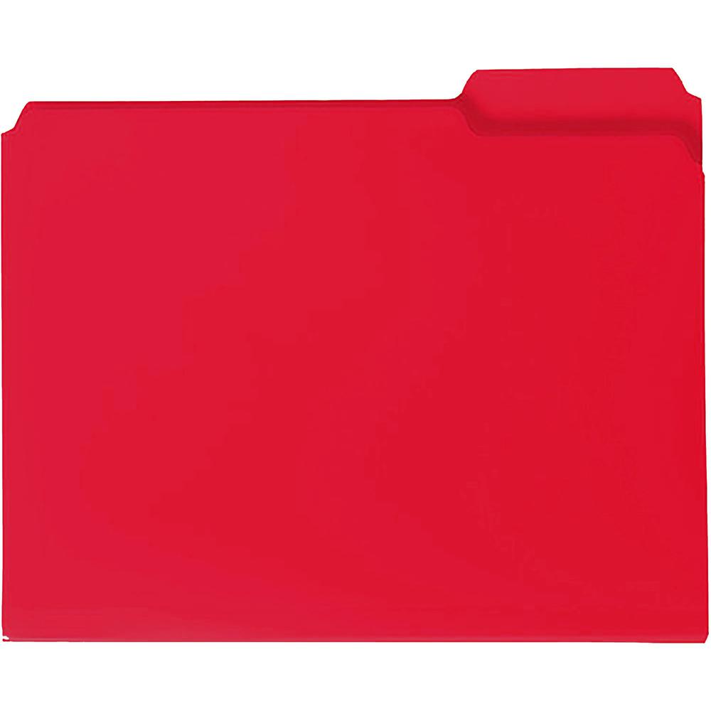 Smead 1/3 Tab Cut Letter Top Tab File Folder - 8 1/2" x 11" - 3/4" Expansion - Top Tab Location - Assorted Position Tab Position - Polypropylene - Red - 24 / Box. Picture 2
