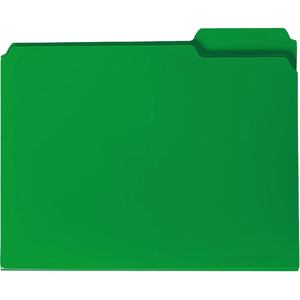 Smead 1/3 Tab Cut Letter Top Tab File Folder - 8 1/2" x 11" - 3/4" Expansion - Top Tab Location - Assorted Position Tab Position - Polypropylene - Green - 24 / Box. Picture 3