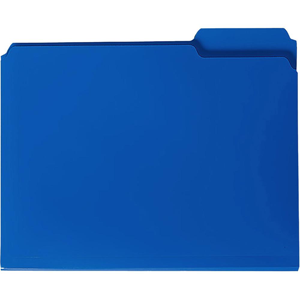 Smead InnDura 1/3 Tab Cut Letter Top Tab File Folder - 8 1/2" x 11" - Top Tab Location - Assorted Position Tab Position - Poly - Blue - 24 / Box. Picture 3