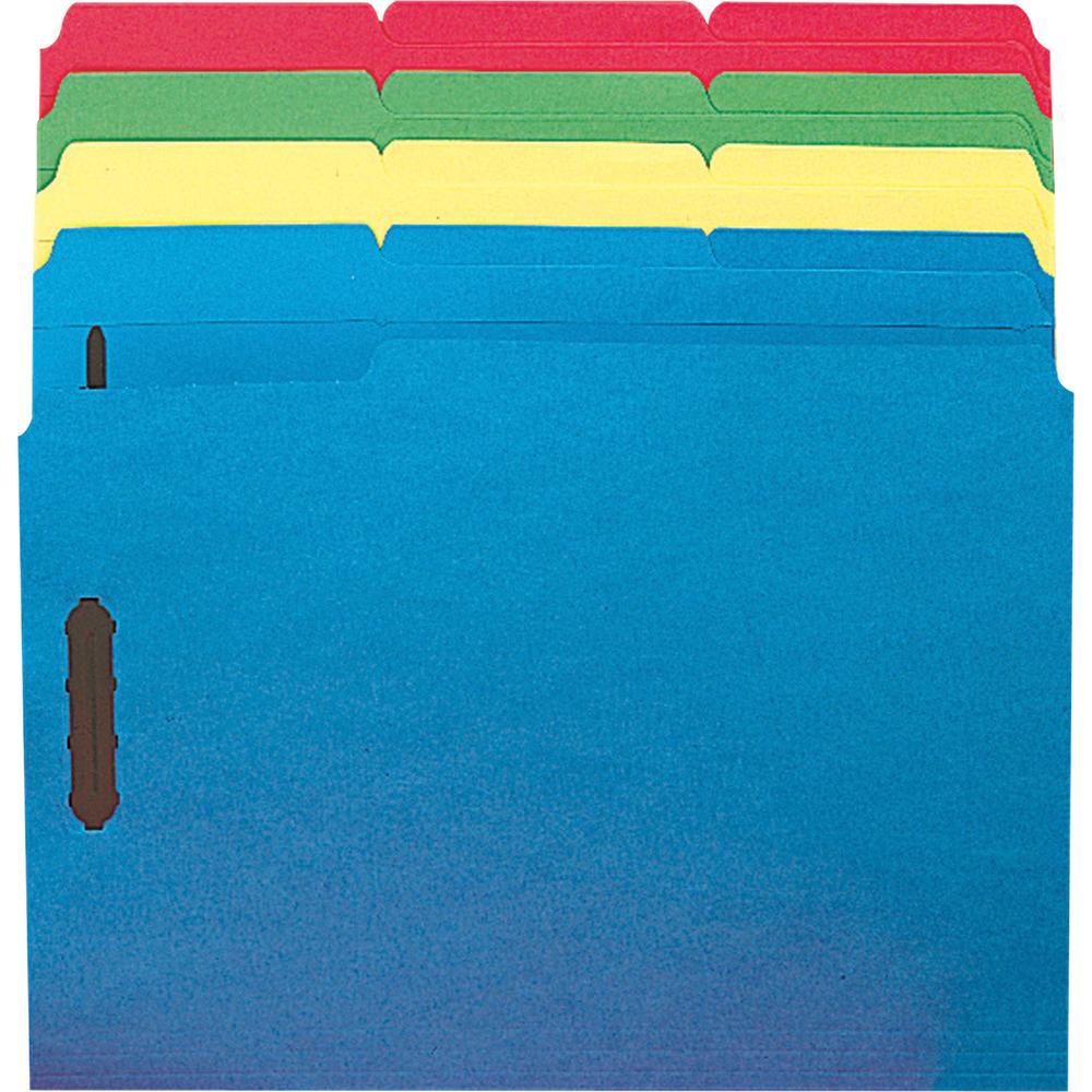 Smead Colored 1/3 Tab Cut Letter Recycled Fastener Folder - 8 1/2" x 11" - 3/4" Expansion - 2 x 2K Fastener(s) - 2" Fastener Capacity for Folder - Top Tab Location - Assorted Position Tab Position - B. Picture 4